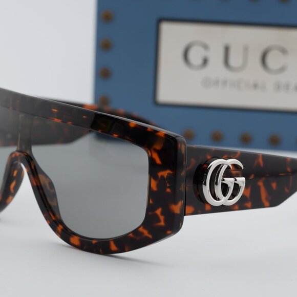 Gucci GG1950S 003 Shield Sunglasses - Dark Havana/Grey